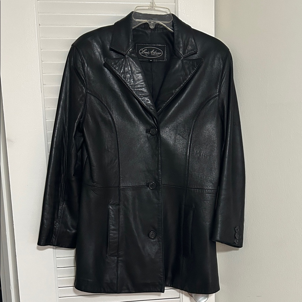 Black Leather Jacket Blazer by Luis Alvear Sz M